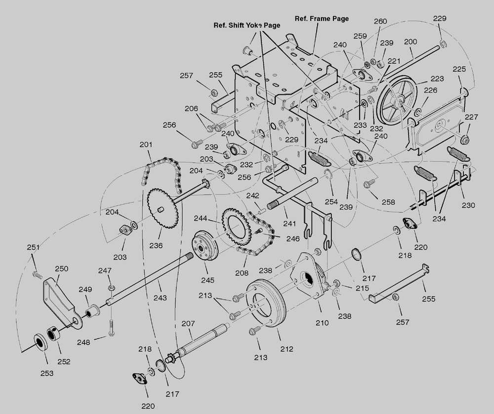 Drive Diagram and Parts List for 629101X85A 2005 Briggs and Stratton Snow Blower